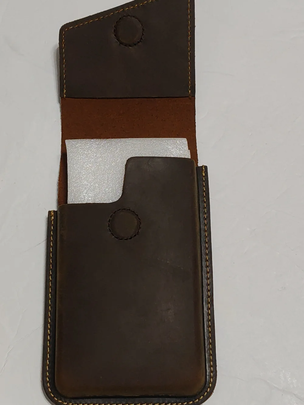 Topstache Leather Phone Holster with Belt Clip - L, Dark Brown